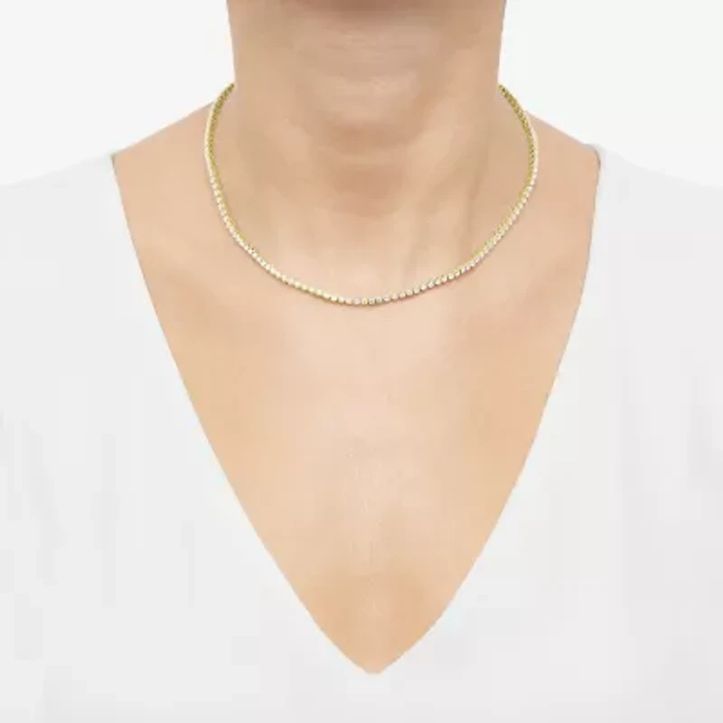 (H-I/I1) Womens White Diamond 10K White Gold 18 Inch Tennis Necklace