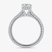 Signature By Modern Bride (F / Si1) Womens 1 3/4 CT. T.W. Lab Grown White Diamond 10K Gold Round Side Stone Engagement Ring
