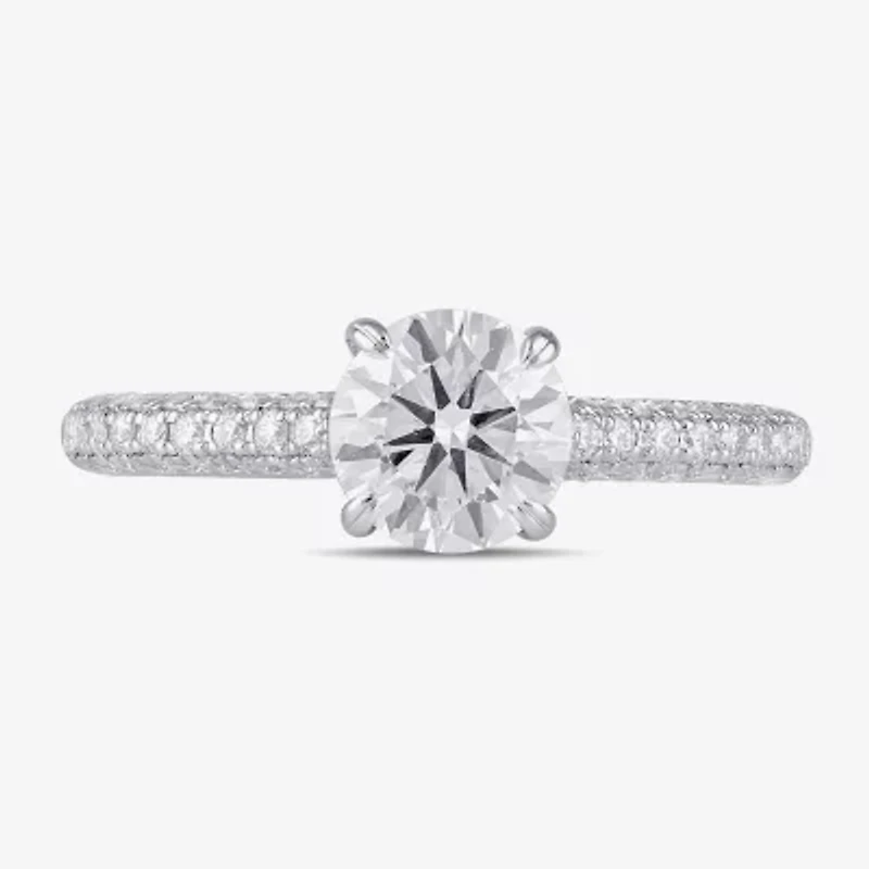 Signature By Modern Bride (F / Si1) Womens 1 3/4 CT. T.W. Lab Grown White Diamond 10K Gold Round Side Stone Engagement Ring