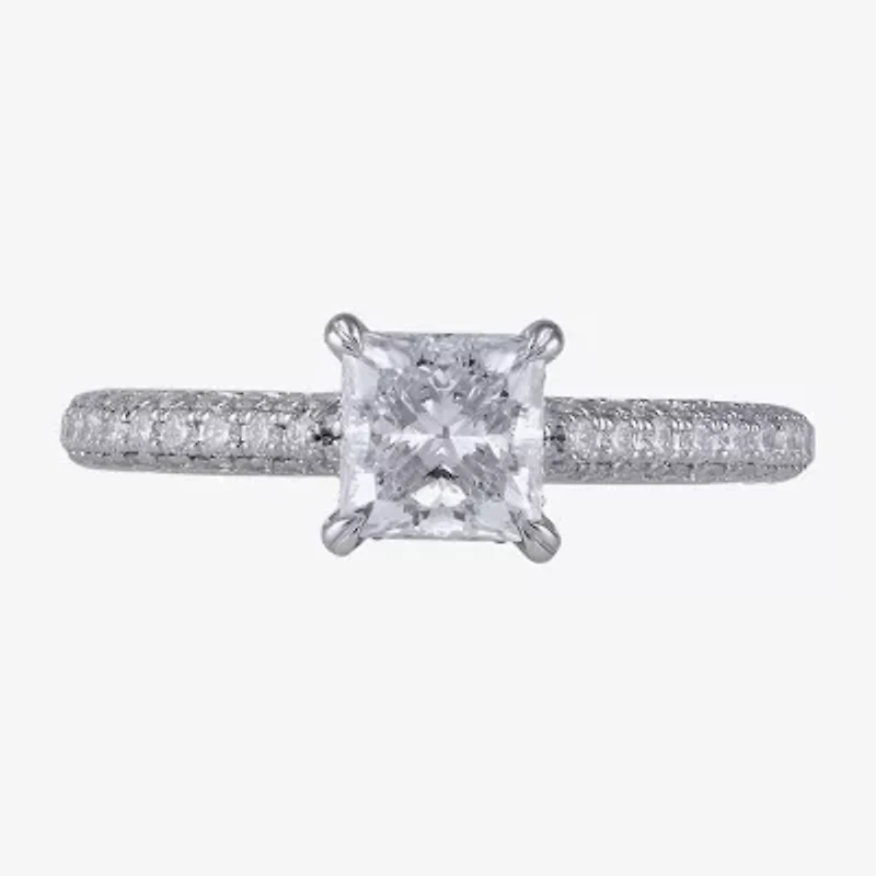 Signature By Modern Bride (F / Si1) Womens 1 3/4 CT. T.W. Lab Grown White Diamond 10K Gold Side Stone Engagement Ring