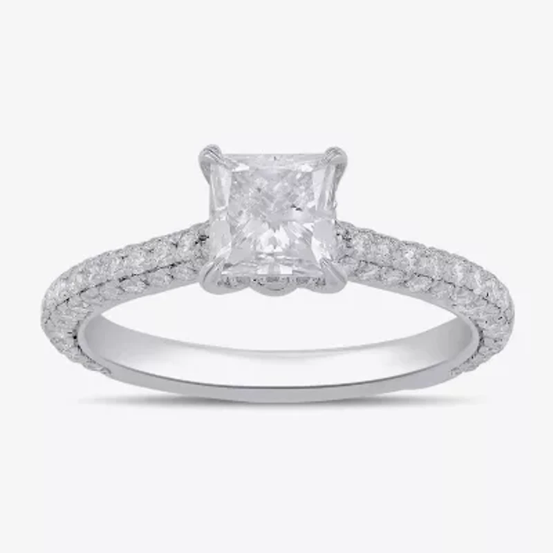 Signature By Modern Bride (F / Si1) Womens 1 3/4 CT. T.W. Lab Grown White Diamond 10K Gold Side Stone Engagement Ring