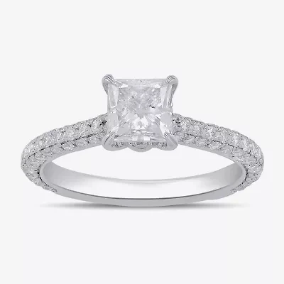 Signature By Modern Bride (F / Si1) Womens 1 3/4 CT. T.W. Lab Grown White Diamond 10K Gold Side Stone Engagement Ring