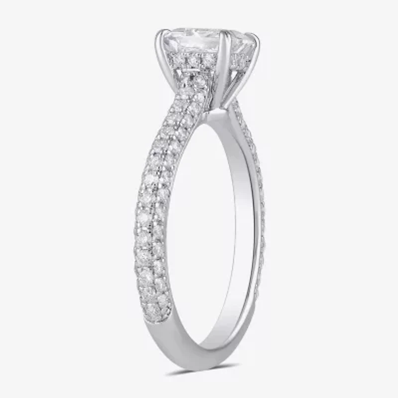 Signature By Modern Bride (F / Si1) Womens 1 3/4 CT. T.W. Lab Grown White Diamond 10K Gold Side Stone Engagement Ring