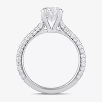 Signature By Modern Bride (F / Si1) Womens 2 3/4 CT. T.W. Lab Grown White Diamond 14K Gold Oval Side Stone Engagement Ring
