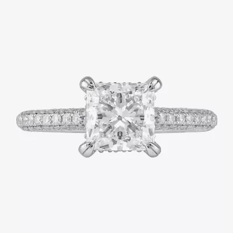 Signature By Modern Bride (F / Si1) Womens 2 3/4 CT. T.W. Lab Grown White Diamond 14K Gold Side Stone Engagement Ring