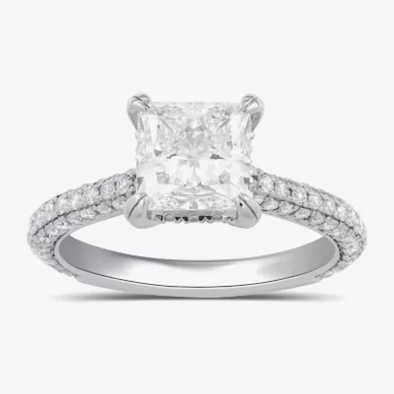 Signature By Modern Bride (F / Si1) Womens 2 3/4 CT. T.W. Lab Grown White Diamond 14K Gold Side Stone Engagement Ring