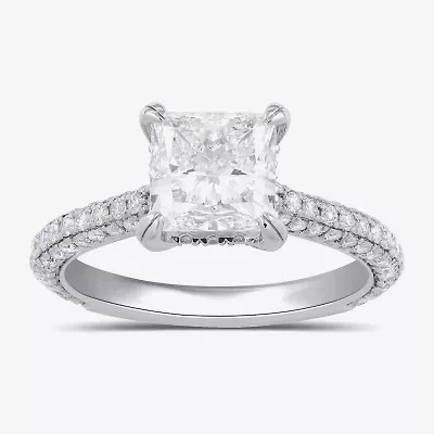 Signature By Modern Bride (F / Si1) Womens 2 3/4 CT. T.W. Lab Grown White Diamond 14K Gold Side Stone Engagement Ring