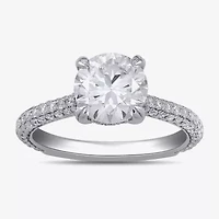 Signature By Modern Bride (F / Si1) Womens 2 3/4 CT. T.W. Lab Grown White Diamond 14K Gold Round Side Stone Engagement Ring