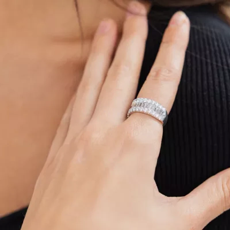 (H-I / Si2) Womens 2 CT. T.W. Lab Grown White Diamond 10K Gold Anniversary Engagement Ring