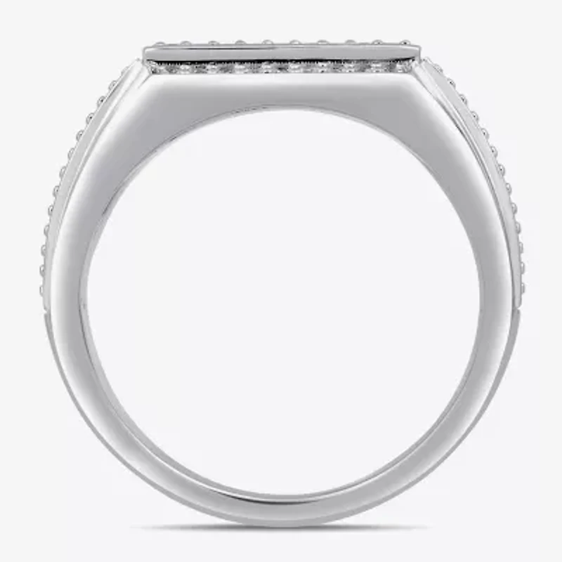 Mens 1/2 CT. T.W. Lab Grown White Diamond Sterling Silver Cluster Fashion Ring