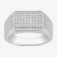 Mens 1/2 CT. T.W. Lab Grown White Diamond Sterling Silver Cluster Fashion Ring