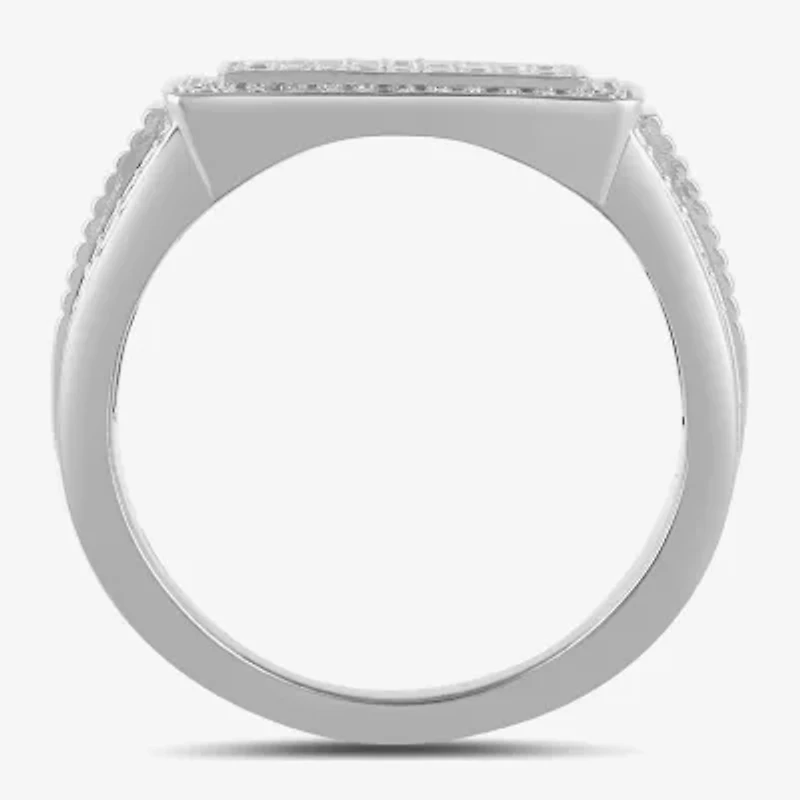 Mens 5/8 CT. T.W. Lab Grown White Diamond Sterling Silver Cluster Fashion Ring