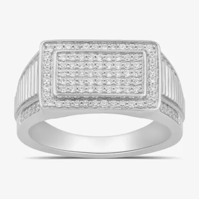 Mens 5/8 CT. T.W. Lab Grown White Diamond Sterling Silver Cluster Fashion Ring