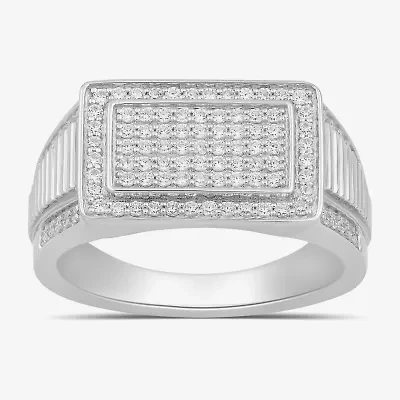 Mens 5/8 CT. T.W. Lab Grown White Diamond Sterling Silver Cluster Fashion Ring
