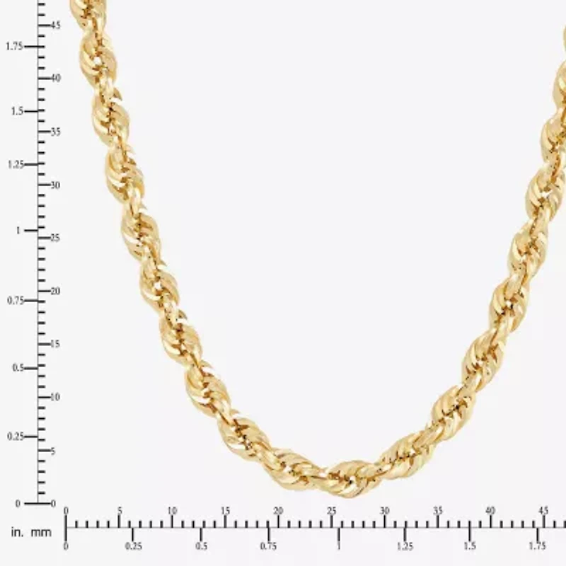Unisex Adult 10K Gold 24 Inch Rope Chain Necklace
