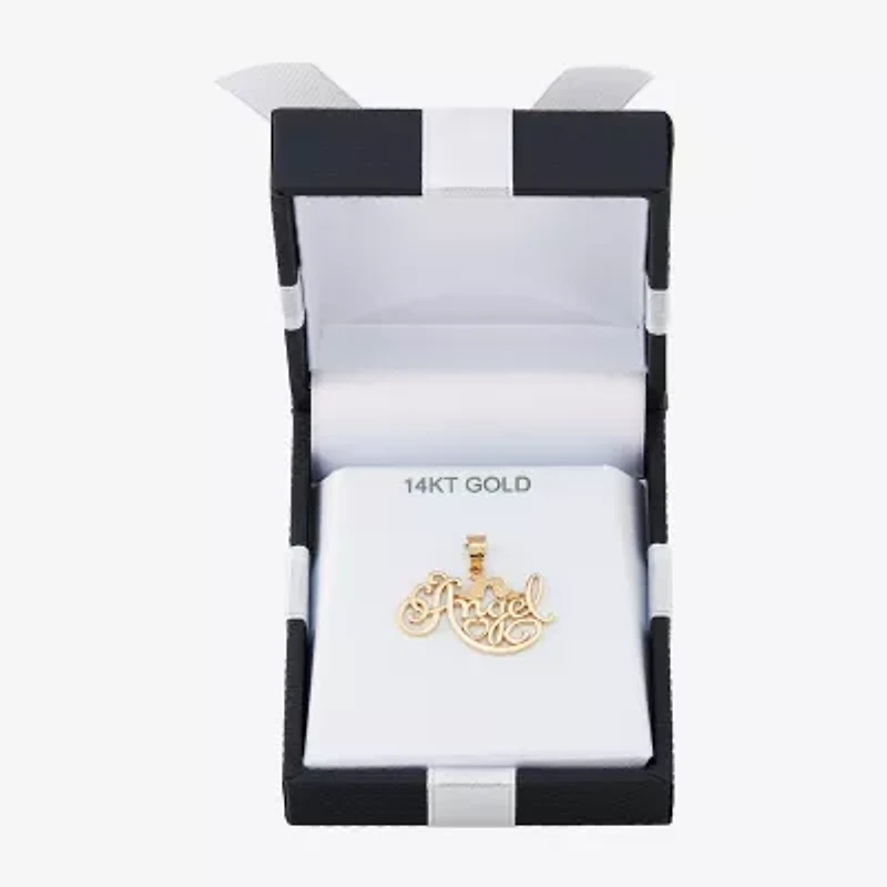Womens 14K Gold Angel Pendant
