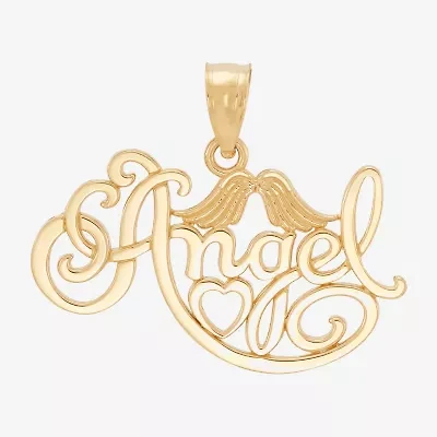 Womens 14K Gold Angel Pendant