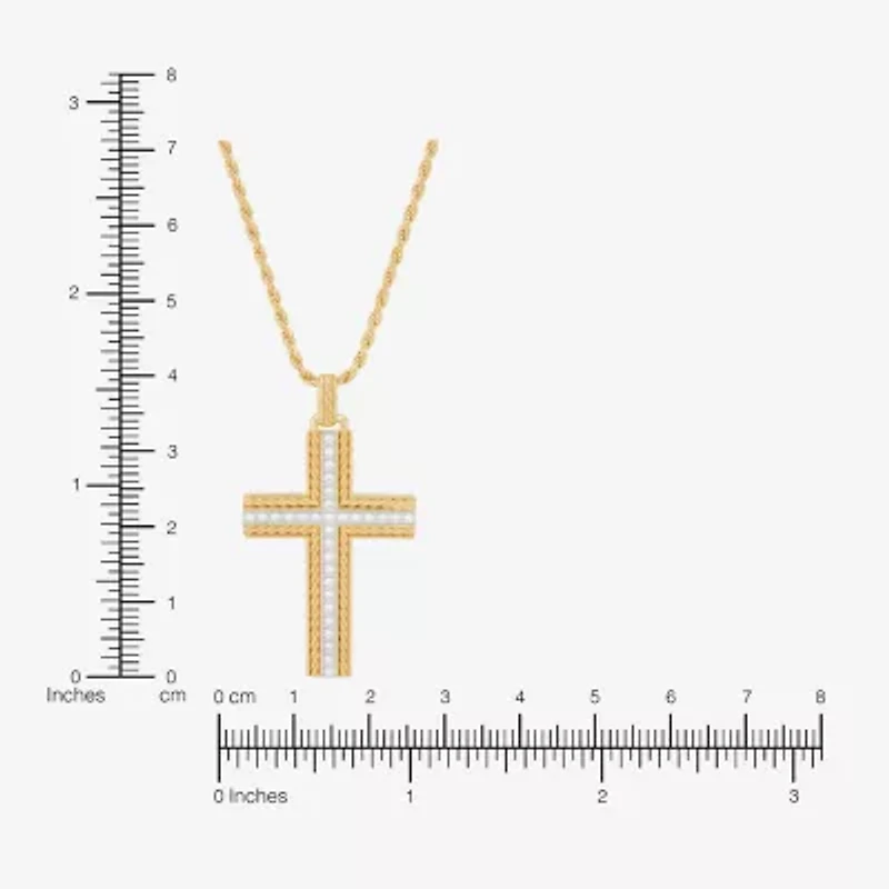 Mens Cubic Zirconia 14K Gold Over Silver Pendant Necklace