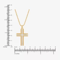 Mens Cubic Zirconia 14K Gold Over Silver Pendant Necklace
