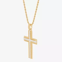 Mens Cubic Zirconia 14K Gold Over Silver Pendant Necklace