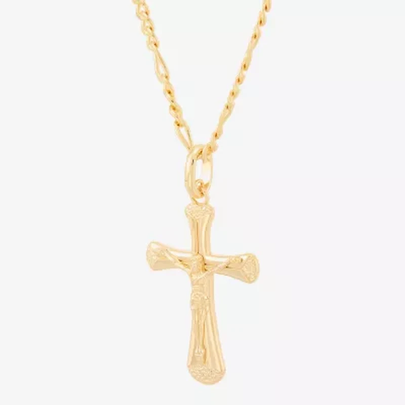 Mens 14K Gold Over Silver Sterling Silver Cross Pendant