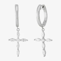 Diamonart Womens Cubic Zirconia Sterling Silver Cross Drop Earrings