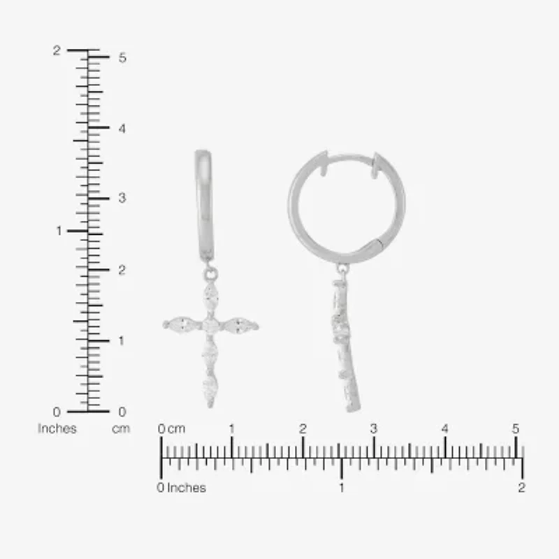 Diamonart Womens Cubic Zirconia Sterling Silver Cross Drop Earrings