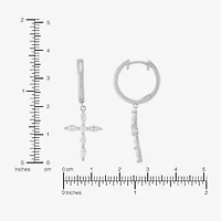 Diamonart Womens Cubic Zirconia Sterling Silver Cross Drop Earrings