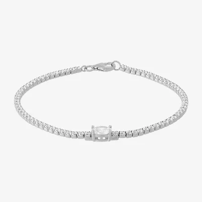 Diamonart Womens Cubic Zirconia Sterling Silver Oval 7.5 Inch Tennis Bracelet