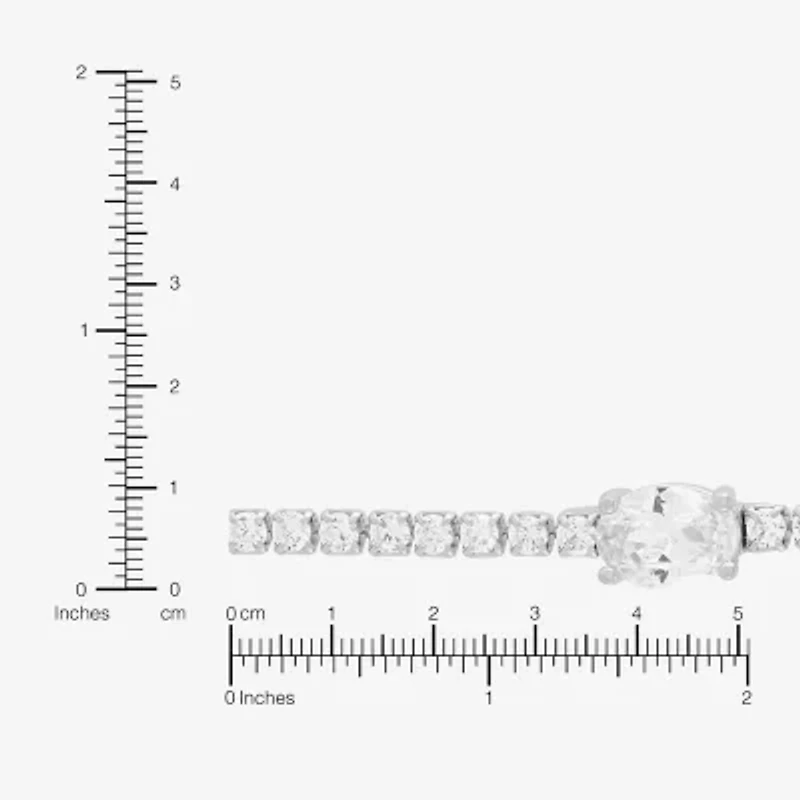 Diamonart Womens Cubic Zirconia Sterling Silver Oval 7.5 Inch Tennis Bracelet