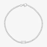 Diamonart Womens Cubic Zirconia Sterling Silver Oval 7.5 Inch Tennis Bracelet