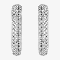 (H-I,Si2) Womens 1 CT. T.W. Lab Grown White Diamond Sterling Silver 20mm Hoop Earrings