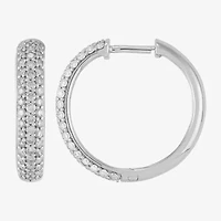 (H-I,Si2) Womens 1 CT. T.W. Lab Grown White Diamond Sterling Silver 20mm Hoop Earrings