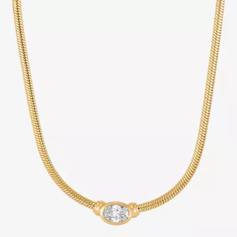 (H-I Womens 1/2 CT. T.W. Lab Grown White Diamond 14K Gold Over Silver Sterling Silver Oval 16 Inch Pendant Necklace