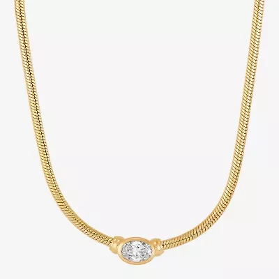 (H-I Womens 1/2 CT. T.W. Lab Grown White Diamond 14K Gold Over Silver Sterling Silver Oval 16 Inch Pendant Necklace