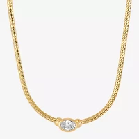 (H-I Womens 1/2 CT. T.W. Lab Grown White Diamond 14K Gold Over Silver Sterling Silver Oval 16 Inch Pendant Necklace