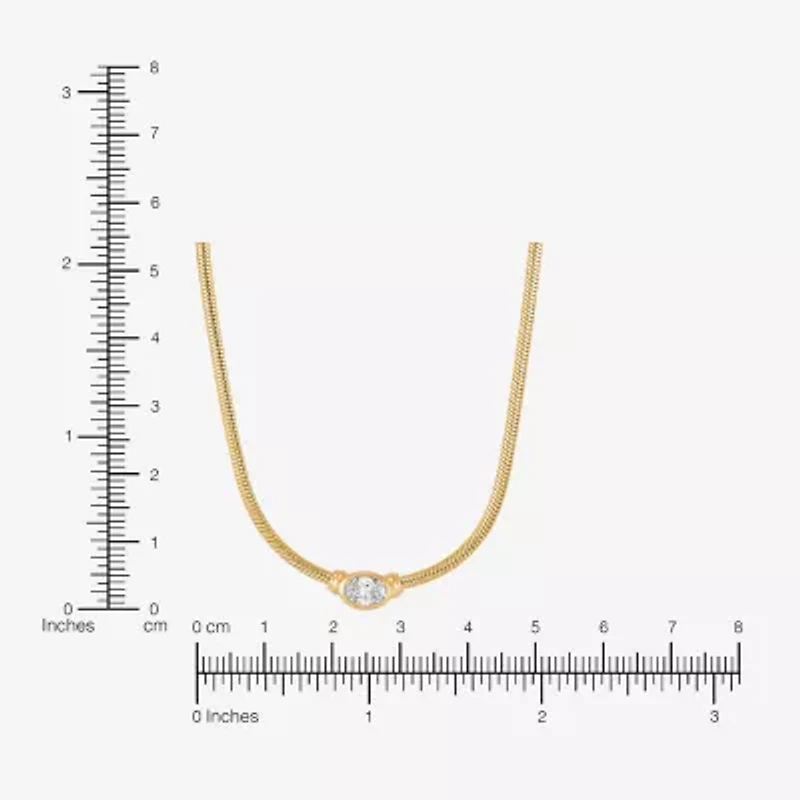 (H-I Womens 1/2 CT. T.W. Lab Grown White Diamond 14K Gold Over Silver Sterling Silver Oval 16 Inch Pendant Necklace
