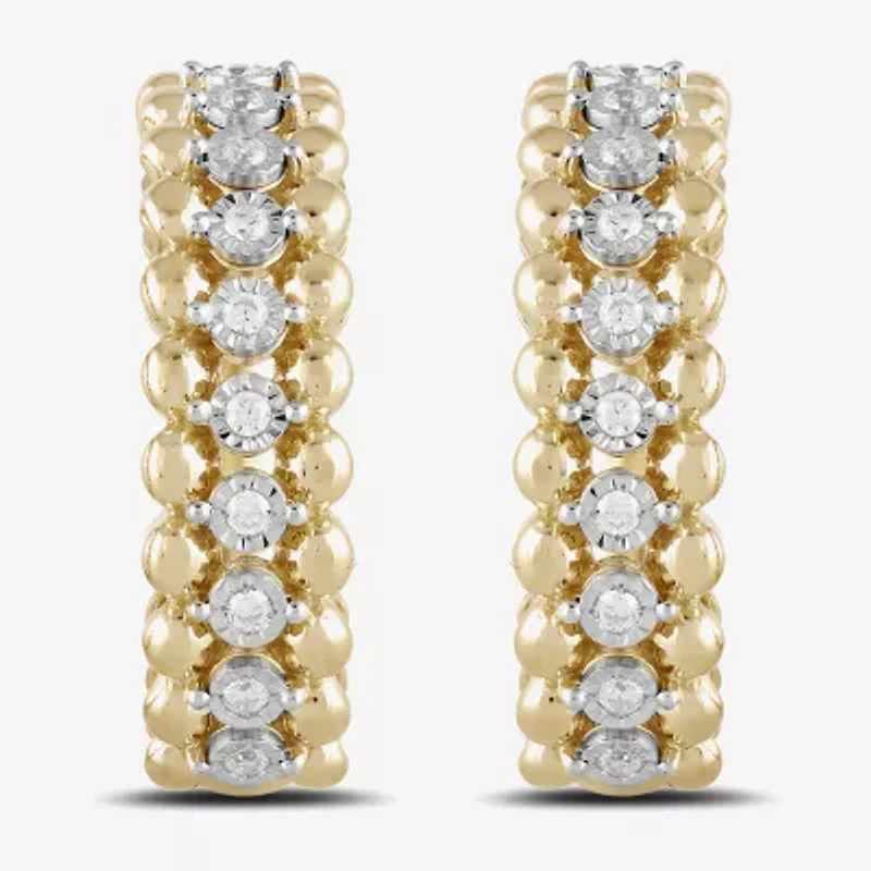 Womens 1/4 CT. T.W. Lab Grown White Diamond 14K Gold Over Silver Sterling Silver 24.6mm Hoop Earrings