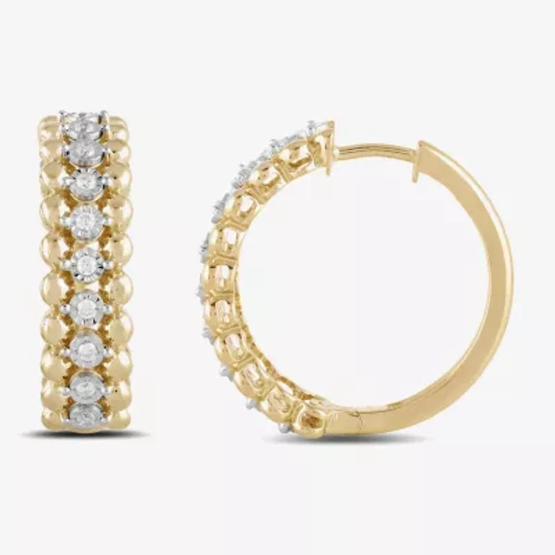 Womens 1/4 CT. T.W. Lab Grown White Diamond 14K Gold Over Silver Sterling Silver 24.6mm Hoop Earrings