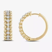 Womens 1/4 CT. T.W. Lab Grown White Diamond 14K Gold Over Silver Sterling Silver 24.6mm Hoop Earrings