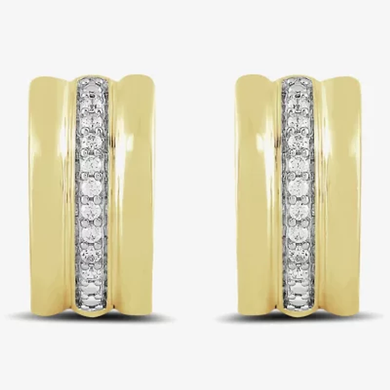 Womens 1/10 CT. T.W. Lab Grown White Diamond 14K Gold Over Silver Sterling Silver 13.7mm Hoop Earrings