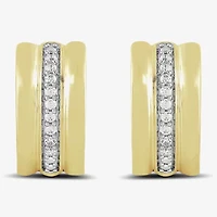 Womens 1/10 CT. T.W. Lab Grown White Diamond 14K Gold Over Silver Sterling Silver 13.7mm Hoop Earrings