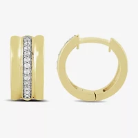 Womens 1/10 CT. T.W. Lab Grown White Diamond 14K Gold Over Silver Sterling Silver 13.7mm Hoop Earrings
