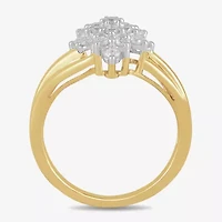 Womens 1/2 CT. T.W. Lab Grown White Diamond 14K Gold Over Silver Sterling Cluster Cocktail Ring