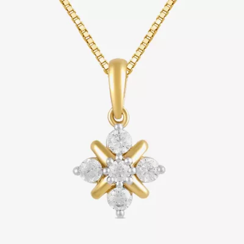 Womens 1/4 CT. T.W. Lab Grown White Diamond 14K Gold Over Silver Sterling Silver 18 Inch Pendant Necklace