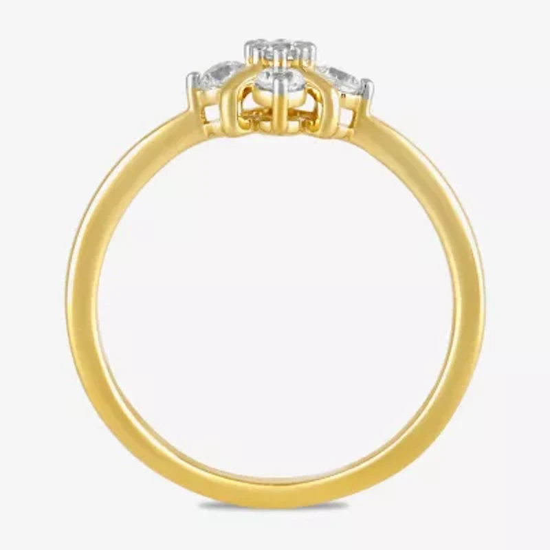 Womens 1/4 CT. T.W. Lab Grown White Diamond 14K Gold Over Silver Sterling Cocktail Ring