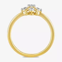 Womens 1/4 CT. T.W. Lab Grown White Diamond 14K Gold Over Silver Sterling Cocktail Ring