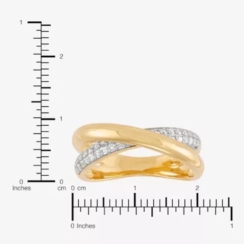 (H-I,Si1-Si2) Womens 1/4 CT. T.W. Lab Grown White Diamond 14K Gold Over Silver Sterling Crossover Band