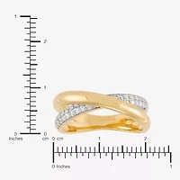 (H-I,Si1-Si2) Womens 1/4 CT. T.W. Lab Grown White Diamond 14K Gold Over Silver Sterling Crossover Band