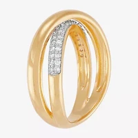 (H-I,Si1-Si2) Womens 1/4 CT. T.W. Lab Grown White Diamond 14K Gold Over Silver Sterling Crossover Band